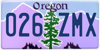 OR license plate 026ZMX