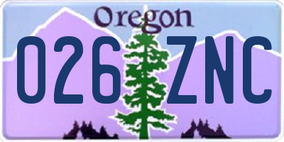 OR license plate 026ZNC