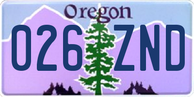OR license plate 026ZND