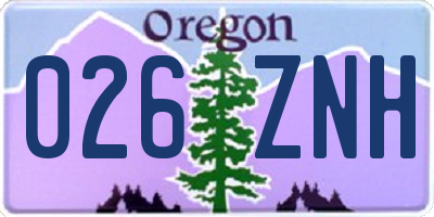 OR license plate 026ZNH