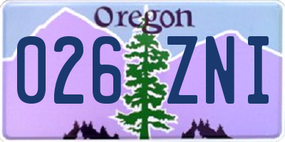 OR license plate 026ZNI
