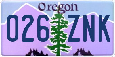 OR license plate 026ZNK
