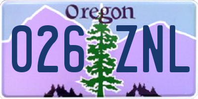 OR license plate 026ZNL