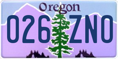 OR license plate 026ZNO