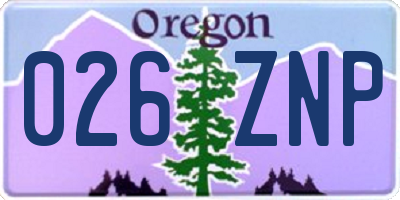 OR license plate 026ZNP