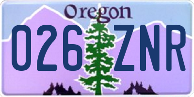 OR license plate 026ZNR