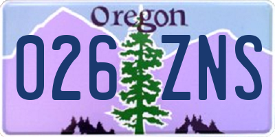 OR license plate 026ZNS