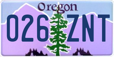 OR license plate 026ZNT
