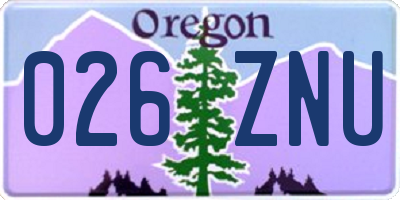 OR license plate 026ZNU