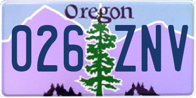 OR license plate 026ZNV
