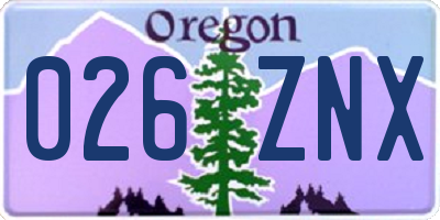 OR license plate 026ZNX