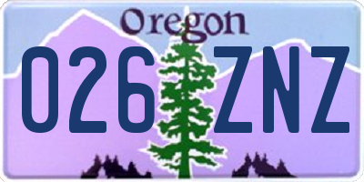 OR license plate 026ZNZ