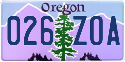 OR license plate 026ZOA