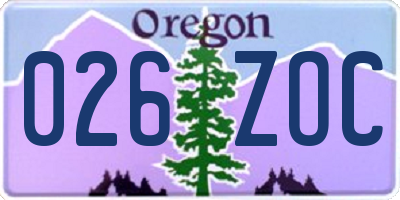 OR license plate 026ZOC