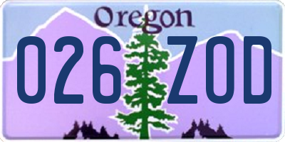 OR license plate 026ZOD
