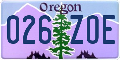 OR license plate 026ZOE