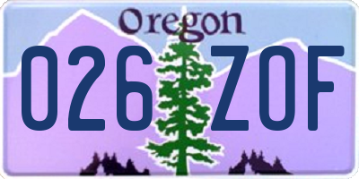 OR license plate 026ZOF