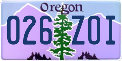 OR license plate 026ZOI