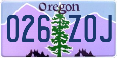 OR license plate 026ZOJ