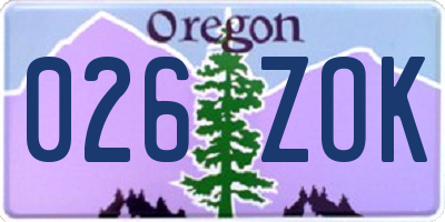 OR license plate 026ZOK