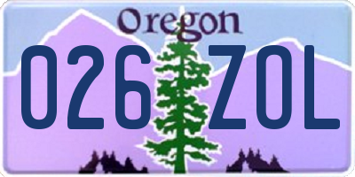 OR license plate 026ZOL