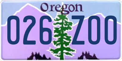 OR license plate 026ZOO