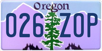 OR license plate 026ZOP