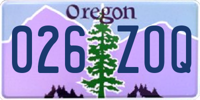 OR license plate 026ZOQ