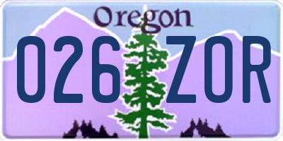 OR license plate 026ZOR