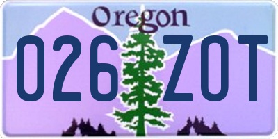 OR license plate 026ZOT