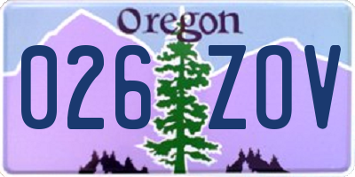 OR license plate 026ZOV