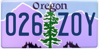 OR license plate 026ZOY