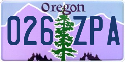 OR license plate 026ZPA