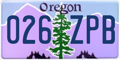 OR license plate 026ZPB