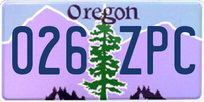 OR license plate 026ZPC