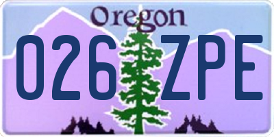 OR license plate 026ZPE