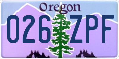 OR license plate 026ZPF