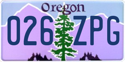 OR license plate 026ZPG