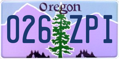 OR license plate 026ZPI