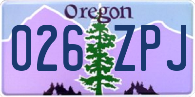 OR license plate 026ZPJ