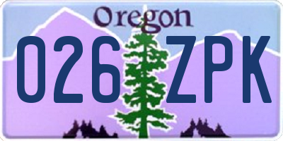 OR license plate 026ZPK
