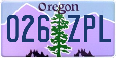 OR license plate 026ZPL