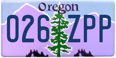 OR license plate 026ZPP