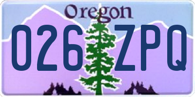 OR license plate 026ZPQ