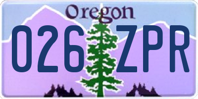 OR license plate 026ZPR