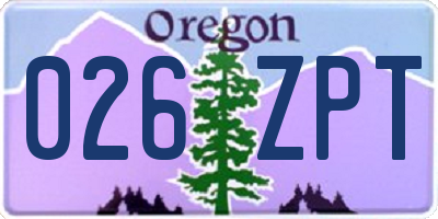 OR license plate 026ZPT