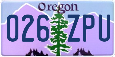 OR license plate 026ZPU