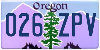 OR license plate 026ZPV