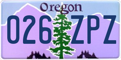 OR license plate 026ZPZ