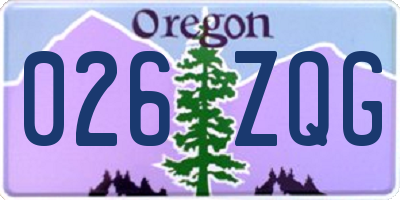 OR license plate 026ZQG